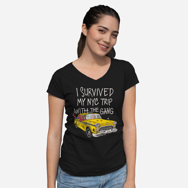 Spider Perks-Womens-V-Neck-Tee-alfbocreative