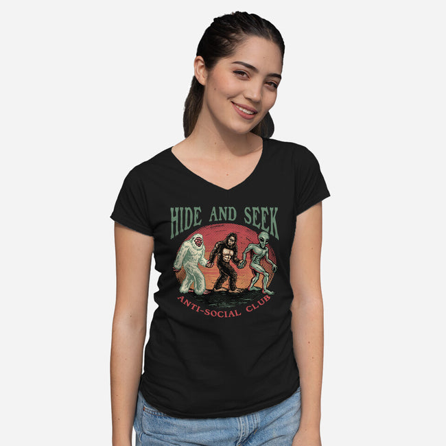 Hide And Seek Anti Social Club-Womens-V-Neck-Tee-glitchygorilla