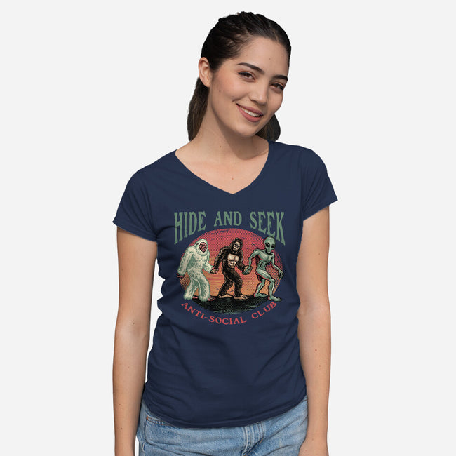Hide And Seek Anti Social Club-Womens-V-Neck-Tee-glitchygorilla