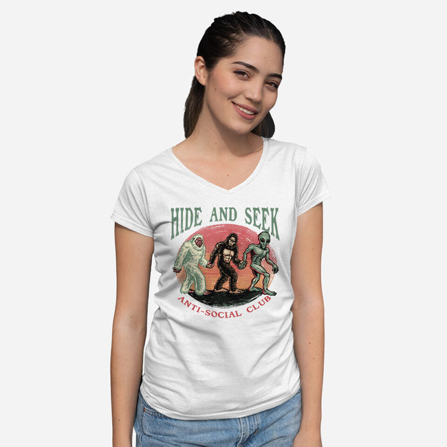 Hide And Seek Anti Social Club-Womens-V-Neck-Tee-glitchygorilla