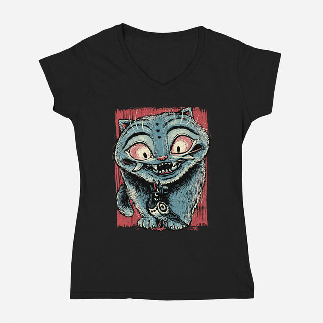 Tiger And Crow Duo-Womens-V-Neck-Tee-glitchygorilla