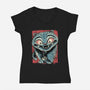 Tiger And Crow Duo-Womens-V-Neck-Tee-glitchygorilla