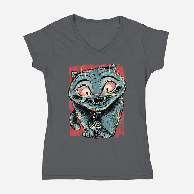 Tiger And Crow Duo-Womens-V-Neck-Tee-glitchygorilla
