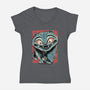 Tiger And Crow Duo-Womens-V-Neck-Tee-glitchygorilla