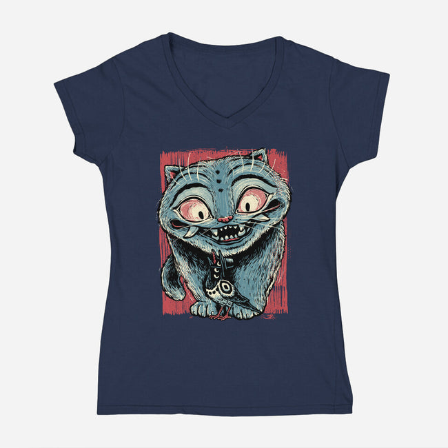 Tiger And Crow Duo-Womens-V-Neck-Tee-glitchygorilla