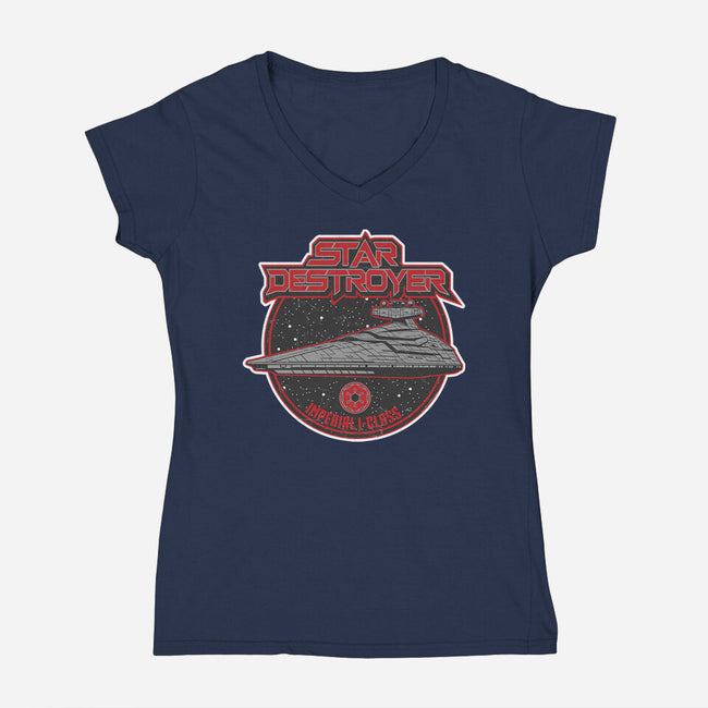 Star Destroyer-Womens-V-Neck-Tee-SuperEdu