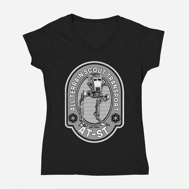 All Terrain Scout Transport-Womens-V-Neck-Tee-SuperEdu