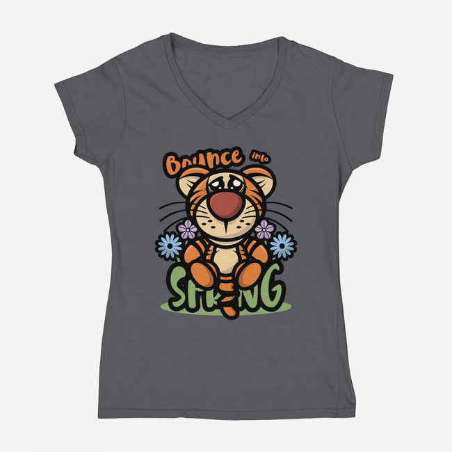 Bounce Into Spring-Womens-V-Neck-Tee-jrberger