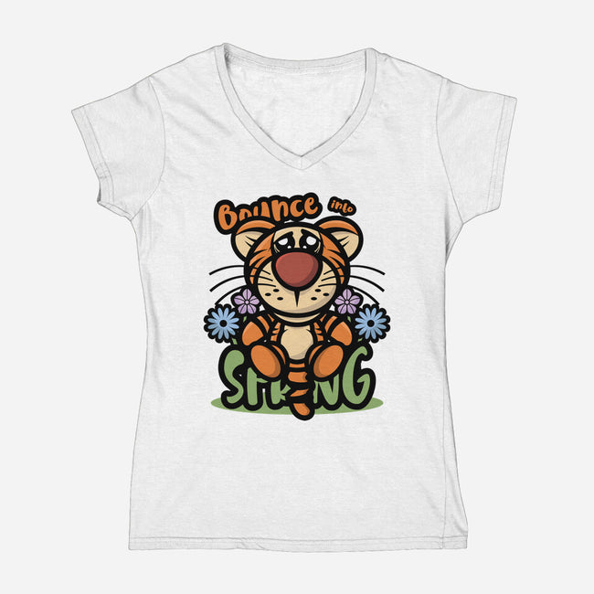 Bounce Into Spring-Womens-V-Neck-Tee-jrberger