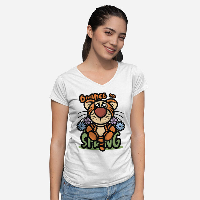 Bounce Into Spring-Womens-V-Neck-Tee-jrberger