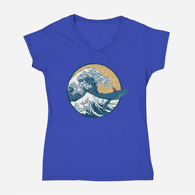 Great Wave Great Beast-Womens-V-Neck-Tee-SeamusAran