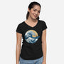 Great Wave Great Beast-Womens-V-Neck-Tee-SeamusAran