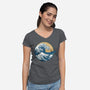 Great Wave Great Beast-Womens-V-Neck-Tee-SeamusAran