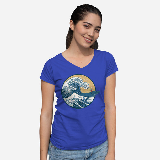 Great Wave Great Beast-Womens-V-Neck-Tee-SeamusAran