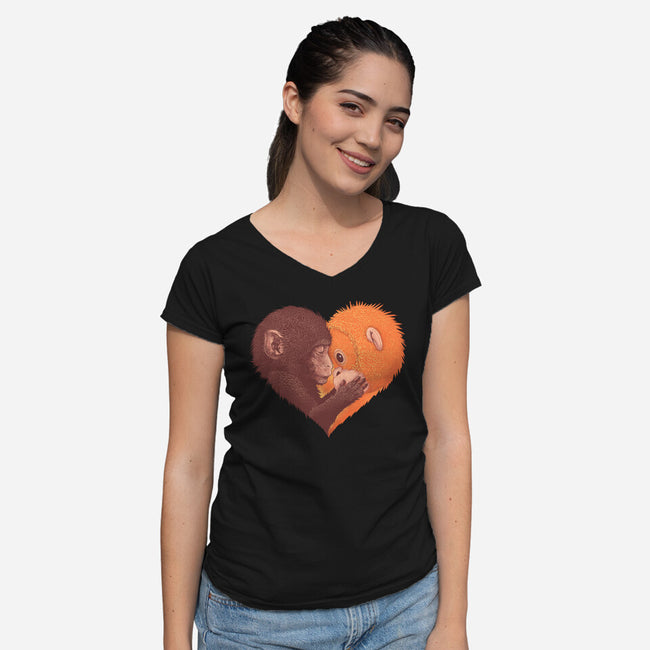 Punch Needs Cuddles-Womens-V-Neck-Tee-zybbhorn