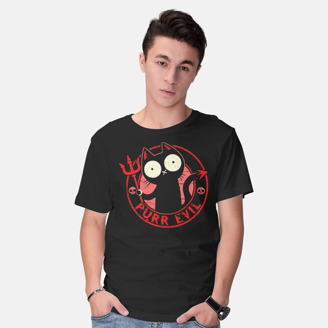 Purr Evil Cat-Mens-Basic-Tee-BridgeWalker
