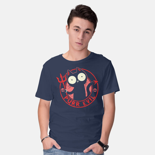 Purr Evil Cat-Mens-Basic-Tee-BridgeWalker
