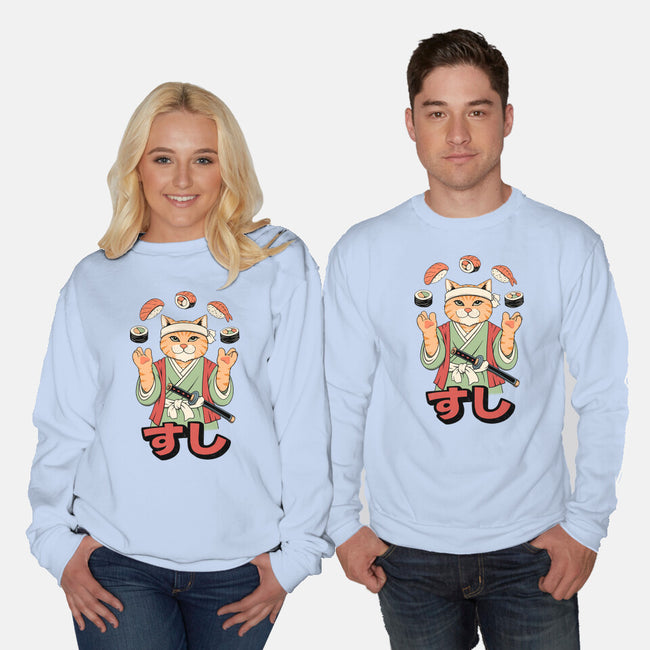 Juggling Sushi-Unisex-Crew Neck-Sweatshirt-alfbocreative
