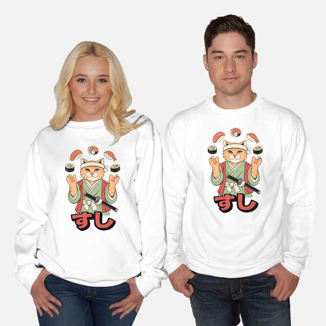 Juggling Sushi-Unisex-Crew Neck-Sweatshirt-alfbocreative
