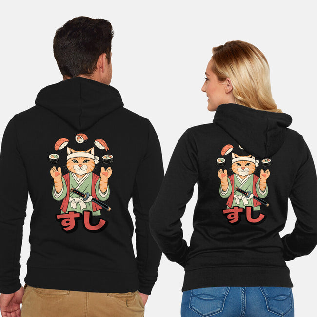 Juggling Sushi-Unisex-Zip-Up-Sweatshirt-alfbocreative