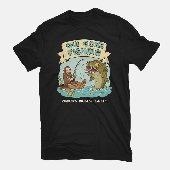 Qui Gone Fishing-Womens-Basic-Tee-milasneeze