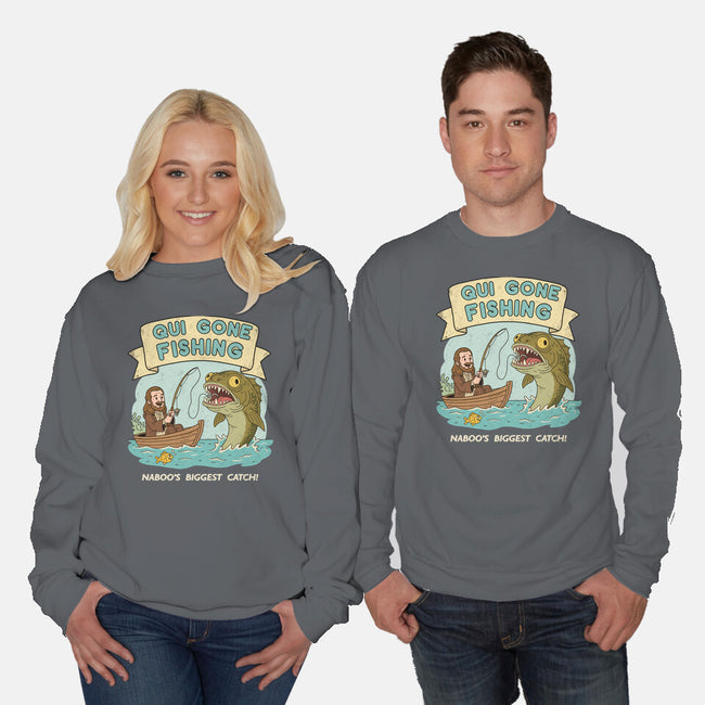 Qui Gone Fishing-Unisex-Crew Neck-Sweatshirt-milasneeze