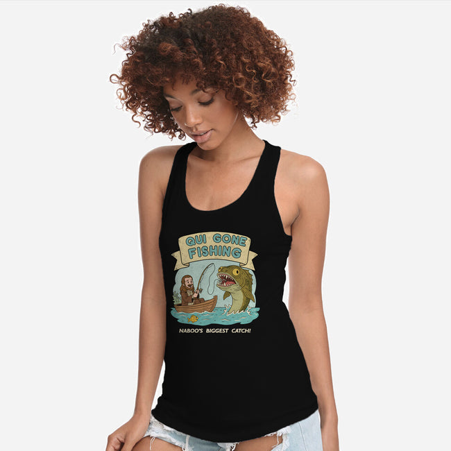 Qui Gone Fishing-Womens-Racerback-Tank-milasneeze