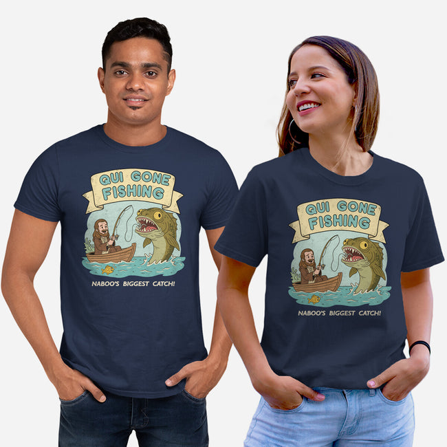 Qui Gone Fishing-Unisex-Basic-Tee-milasneeze