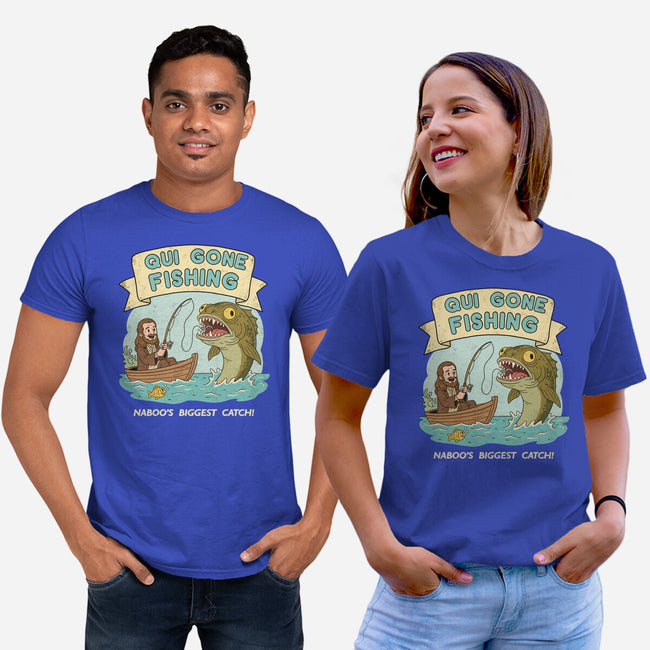 Qui Gone Fishing-Unisex-Basic-Tee-milasneeze