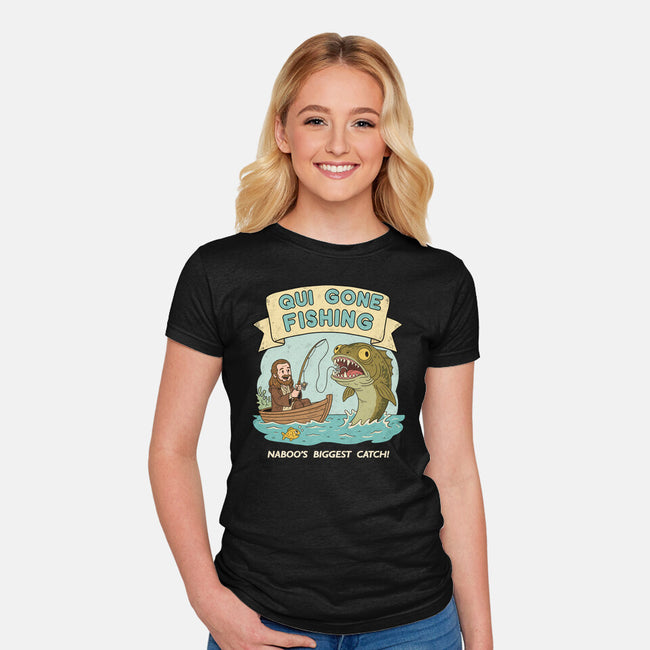 Qui Gone Fishing-Womens-Fitted-Tee-milasneeze