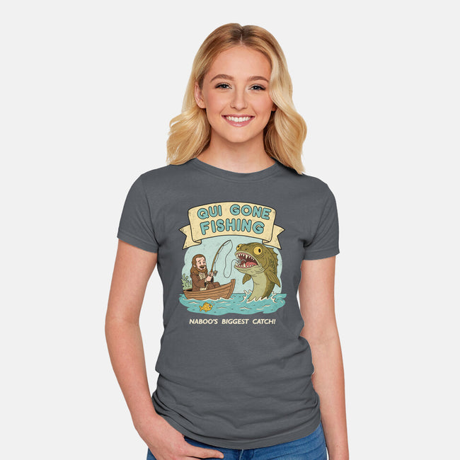 Qui Gone Fishing-Womens-Fitted-Tee-milasneeze