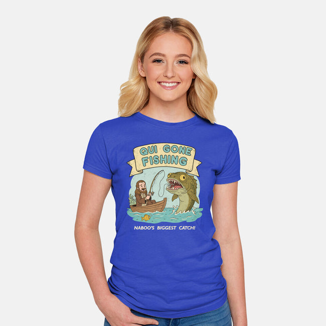 Qui Gone Fishing-Womens-Fitted-Tee-milasneeze