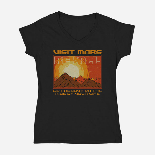 Mars Travel Agency-Womens-V-Neck-Tee-Studio Mootant