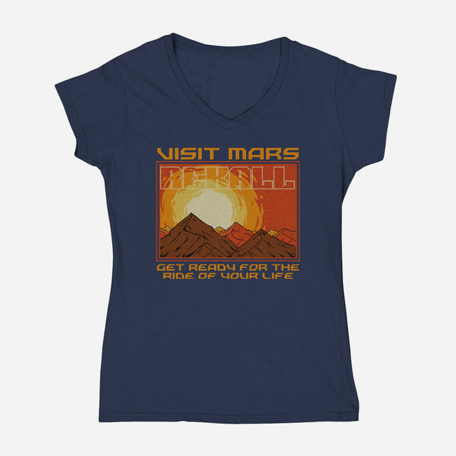 Mars Travel Agency-Womens-V-Neck-Tee-Studio Mootant
