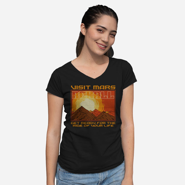 Mars Travel Agency-Womens-V-Neck-Tee-Studio Mootant