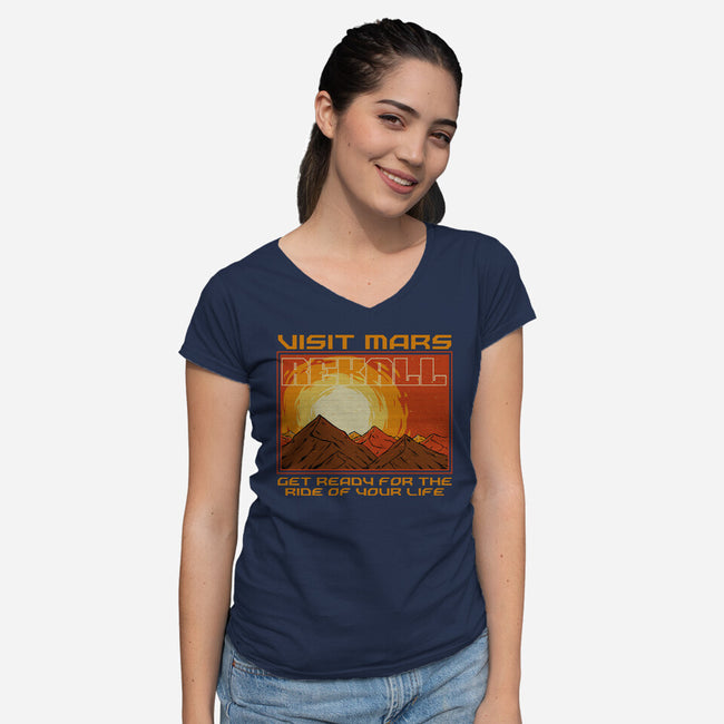 Mars Travel Agency-Womens-V-Neck-Tee-Studio Mootant