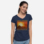 Mars Travel Agency-Womens-V-Neck-Tee-Studio Mootant