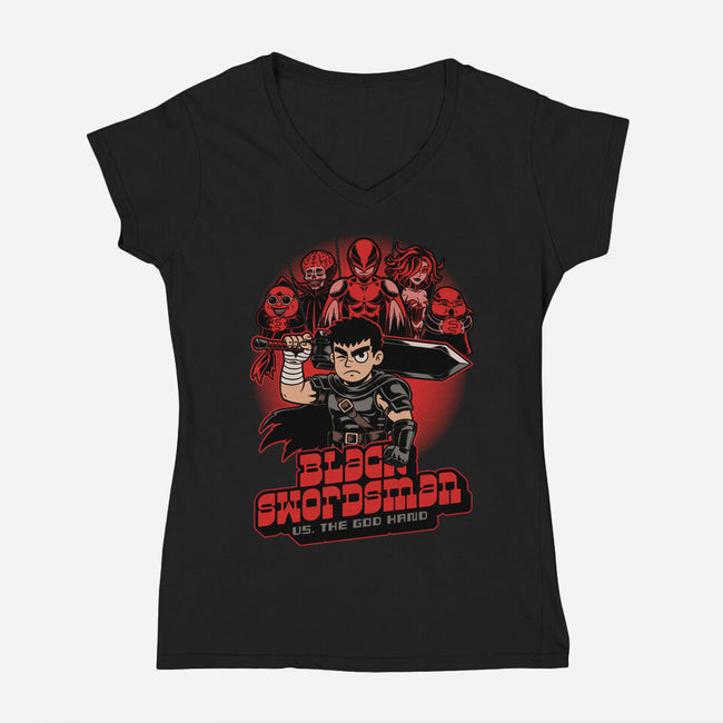 Manga Warrior Enemies-Womens-V-Neck-Tee-Studio Mootant