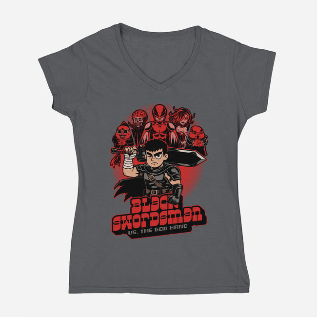 Manga Warrior Enemies-Womens-V-Neck-Tee-Studio Mootant
