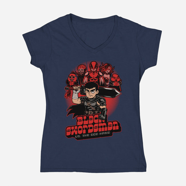 Manga Warrior Enemies-Womens-V-Neck-Tee-Studio Mootant