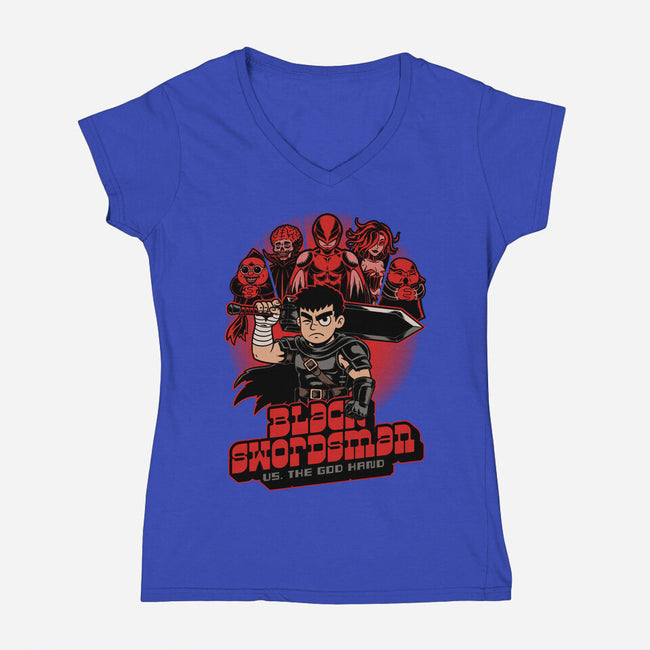 Manga Warrior Enemies-Womens-V-Neck-Tee-Studio Mootant