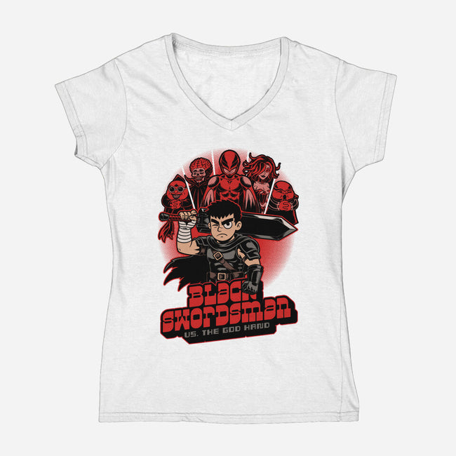 Manga Warrior Enemies-Womens-V-Neck-Tee-Studio Mootant