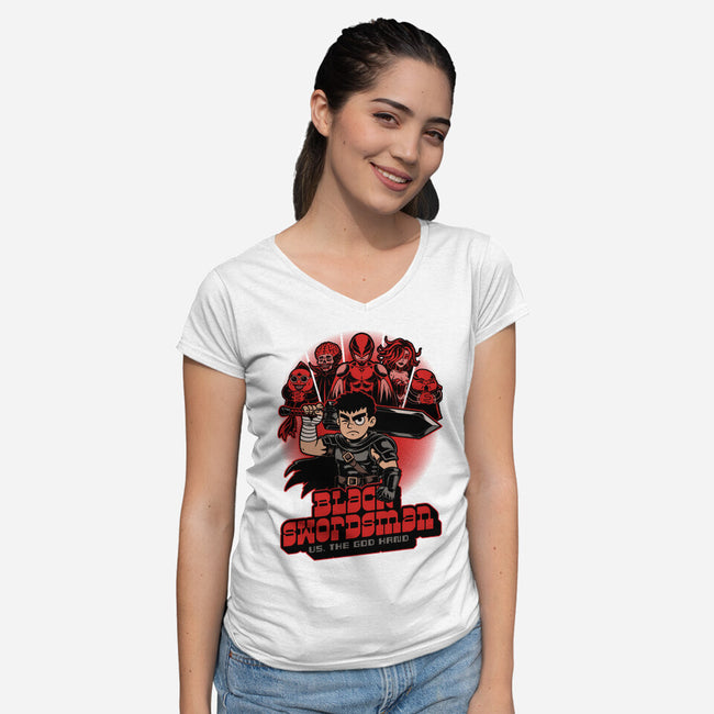 Manga Warrior Enemies-Womens-V-Neck-Tee-Studio Mootant