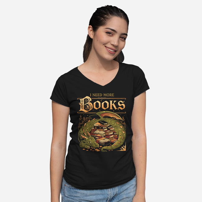 I Need More Books-Womens-V-Neck-Tee-eduely