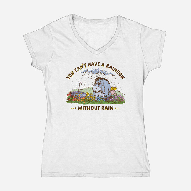 Rain And Rainbows-Womens-V-Neck-Tee-kg07