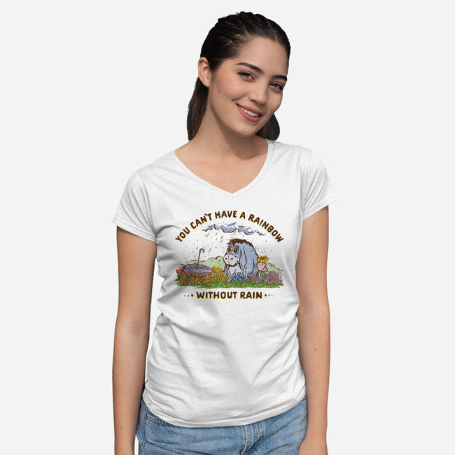 Rain And Rainbows-Womens-V-Neck-Tee-kg07