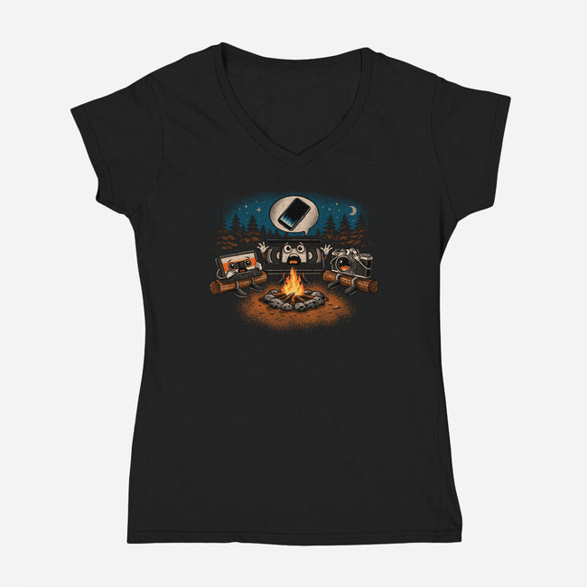 Analog Fears-Womens-V-Neck-Tee-NMdesign