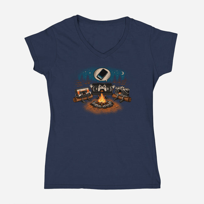 Analog Fears-Womens-V-Neck-Tee-NMdesign