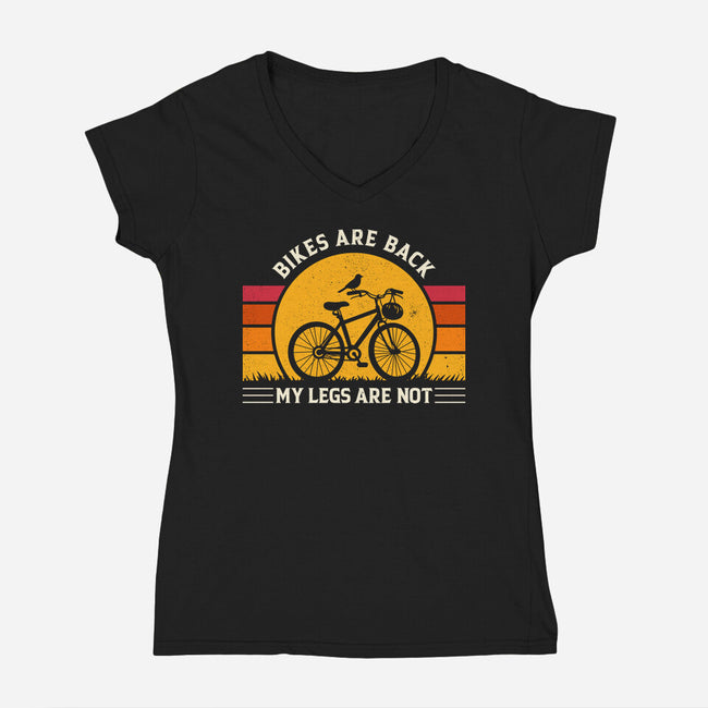Bikes Are Back Vintage Cycling-Womens-V-Neck-Tee-sachpica