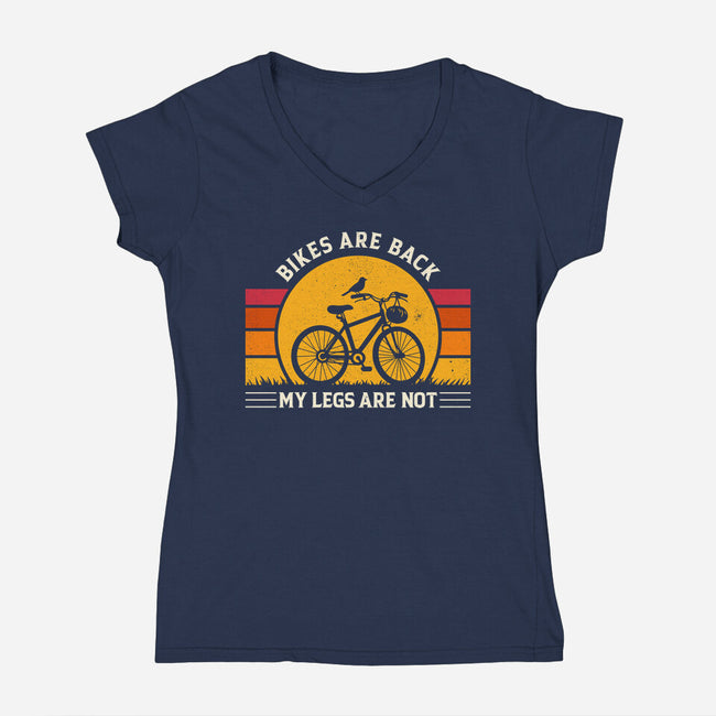 Bikes Are Back Vintage Cycling-Womens-V-Neck-Tee-sachpica